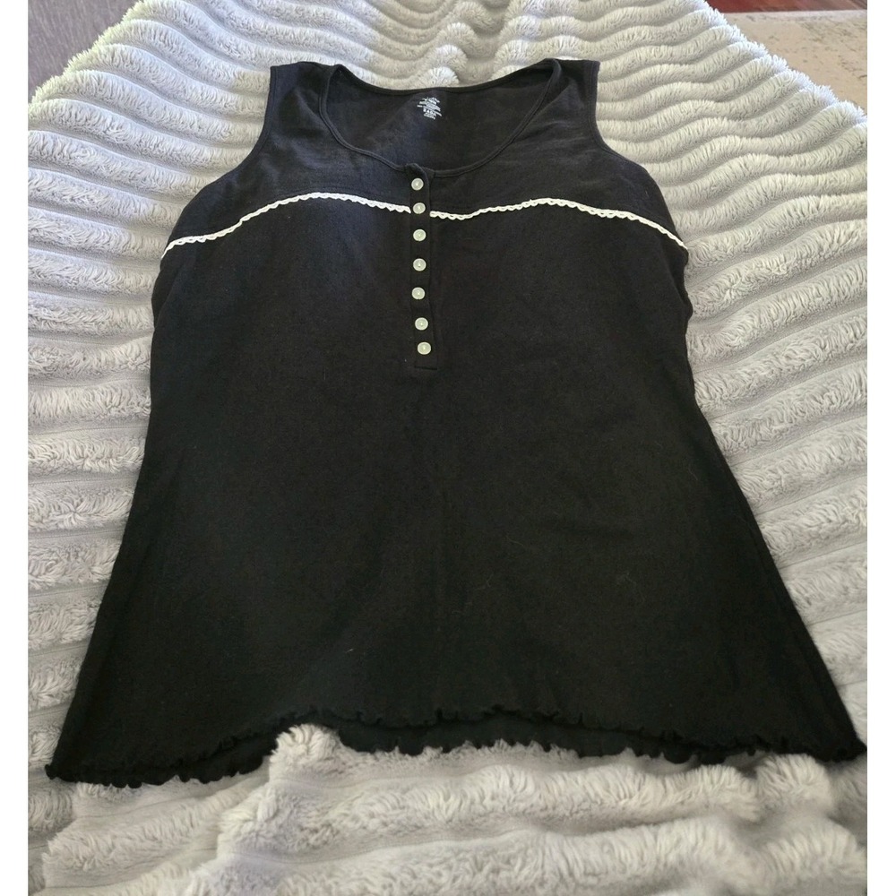Adonna Size M (8-10) Black Cotton‎ Tank Top